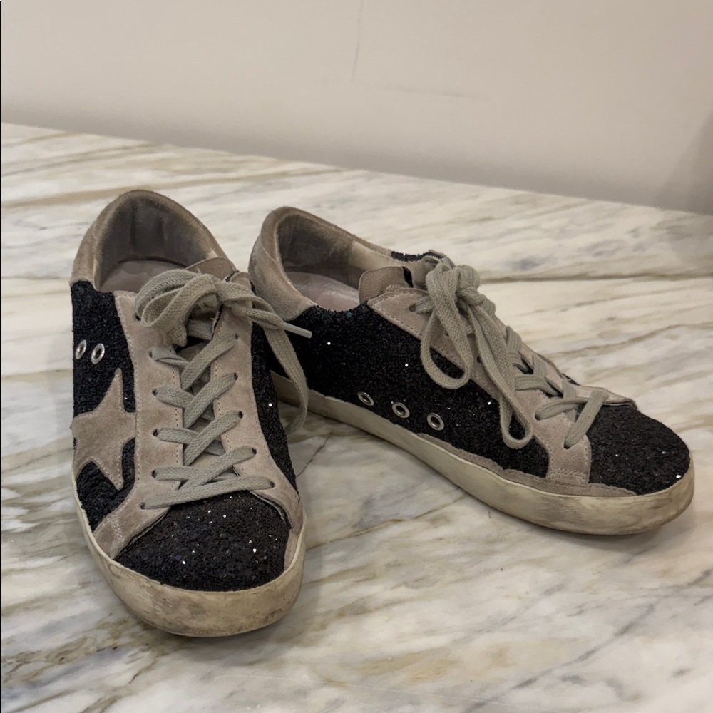 Golden Goose Black glitter and Gray Star Sneakers